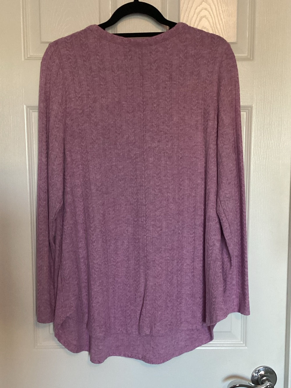 Lane Bryant Dusty Mauve Cable-Detail V-Neck Long Sleeve Top - Picture 2 of 5